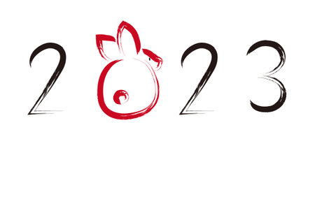 2023 Backwards Rabbit 2023 Cute Buttocks Brush Illustrationのイラスト素材