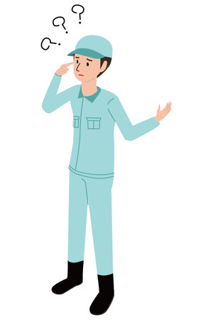 Men in Isometric work clothes Troubledのイラスト素材