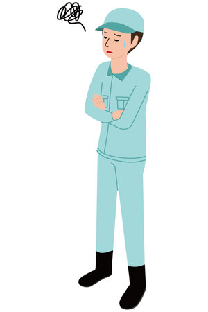 Men in Isometric Work Clothes Doubtsのイラスト素材