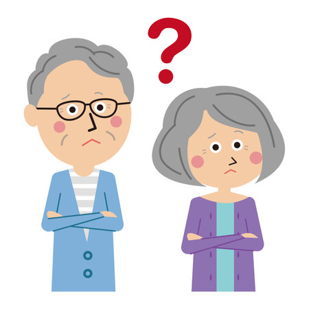 Pop family Senior couple in trouble Upper bodyのイラスト素材