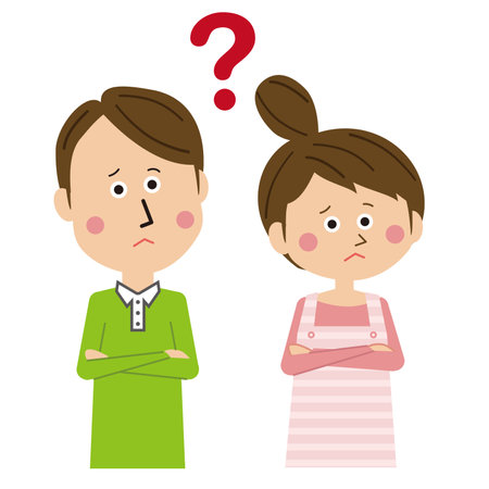 Pop Family, Troubled Couple, Upper Bodyのイラスト素材