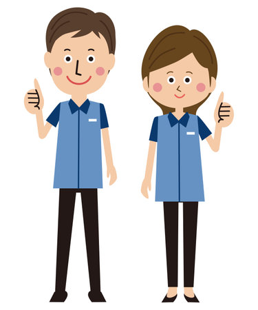 Convenience store clerk men and women Like!のイラスト素材