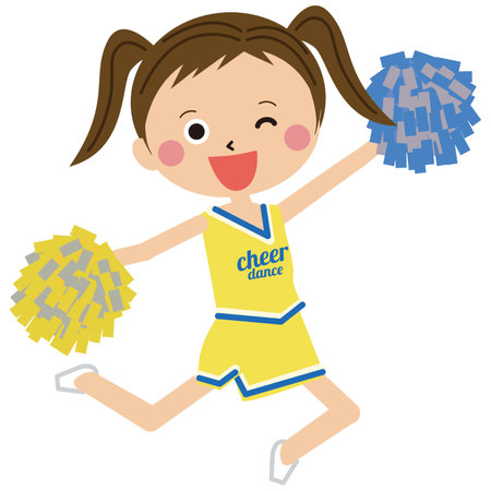 Pop Girl Cheer Girl Jump 1 Person Twin Tailsのイラスト素材
