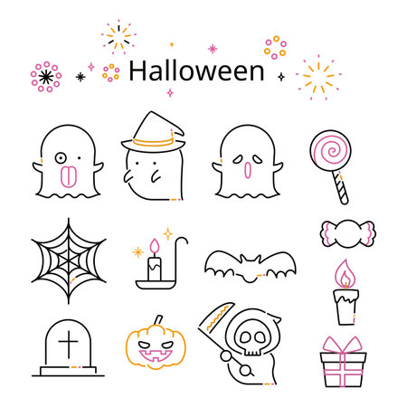 Halloween Icon Black Tone 3 Colorsのイラスト素材