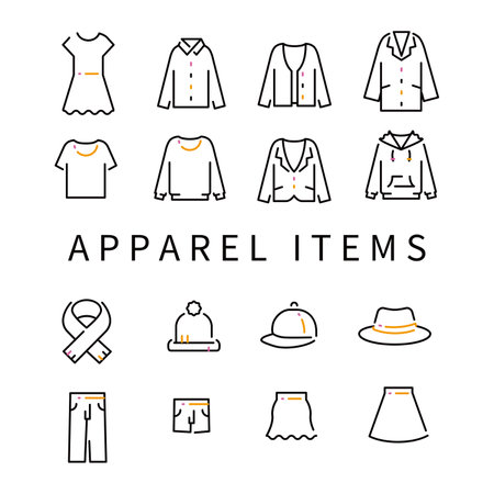 Clothing Line Drawing Icon Black Tone 3 Colorsのイラスト素材