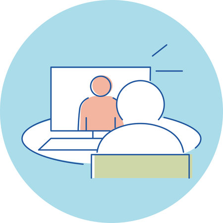 Icon 3 colors color color light blue pink yellow green online interviewのイラスト素材