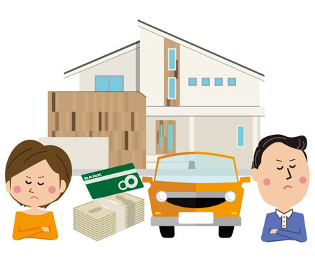 Pop Family, Middle-Aged Couple, Divorce, Property Divisionのイラスト素材