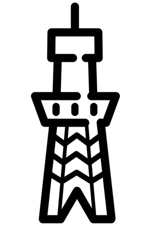 Easy to use black pictogram line drawing Skytreeのイラスト素材