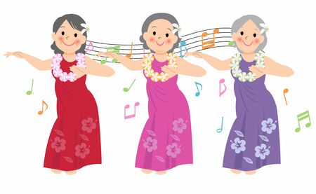 Hula Dance Class Seniorのイラスト素材