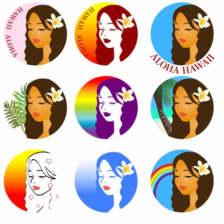 Hawaiian Women's Face Iconのイラスト素材