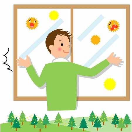 The man who closes the windowのイラスト素材