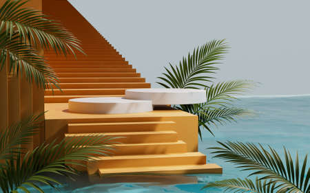 3d rendering abstract platform podium product presentation backdropの写真素材