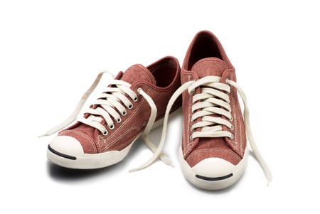 vintage shoes on white background の写真素材