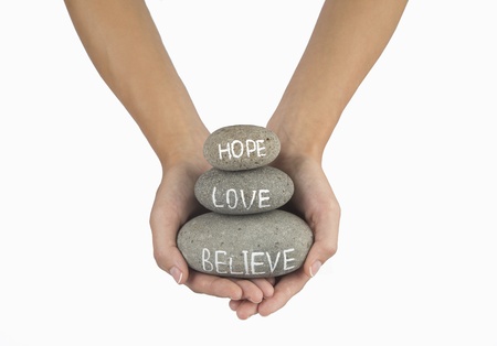 love rock in hands isoleted on white の写真素材