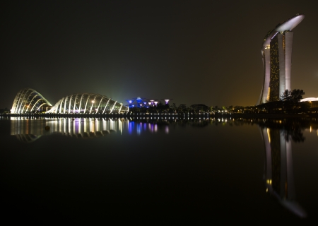 Singapore city skyline at nightのeditorial素材