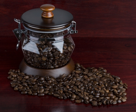 Coffee on grunge wooden backgroundの写真素材