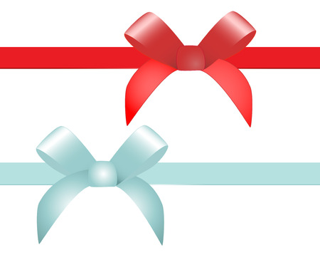 Red and blue vector gift bow and ribbonのイラスト素材