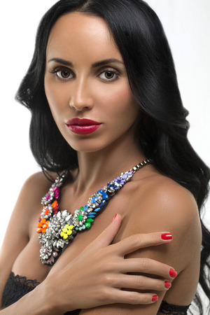 Woman with beauty long brown hairの写真素材