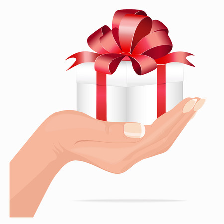 Gift for you hand holding gift boxのイラスト素材