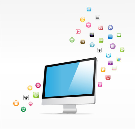 social icon group element computer pc displayのイラスト素材
