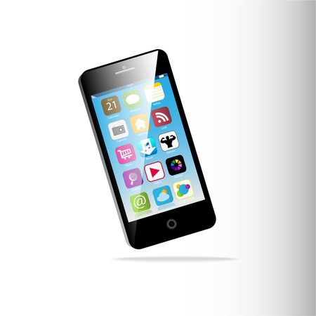 Black Touchscreen smartphone isolated on white backgroundのイラスト素材