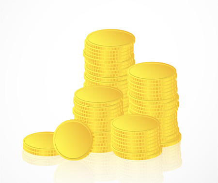 Vector illustration  Many gold coins isolatedのイラスト素材