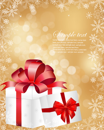 Gift box with bow and light. Vector backgroundのイラスト素材
