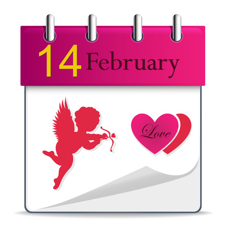 Vector calendar with angel - Valentine\'s Dayのイラスト素材