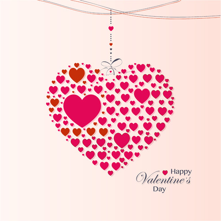 Valentines Day Card With Hearts, Vector Illustrationのイラスト素材