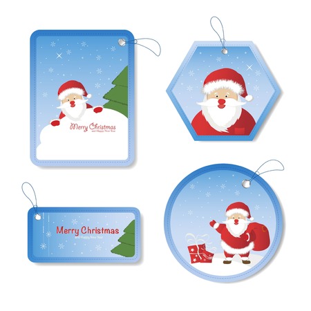 Christmas set - Santa Claus, emblems and other decorative elements. Vector illustration.のイラスト素材