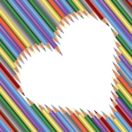 Heart made of colorful pencils vector illustrationのイラスト素材