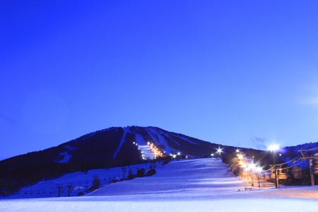 ski run in nightの写真素材