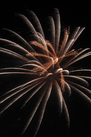 Japanese traditional fireworks against a black sky の写真素材