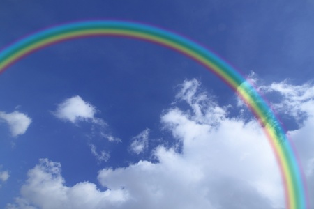Beautiful rainbow in the sky の写真素材