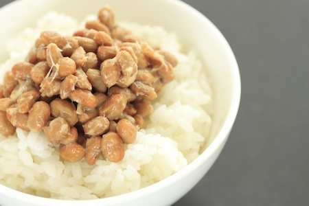 natto(fermented soy beans) on riceの写真素材