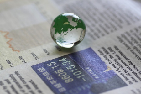 earth on the newspaperの写真素材