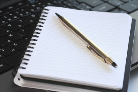 closeup   white note and pen の写真素材