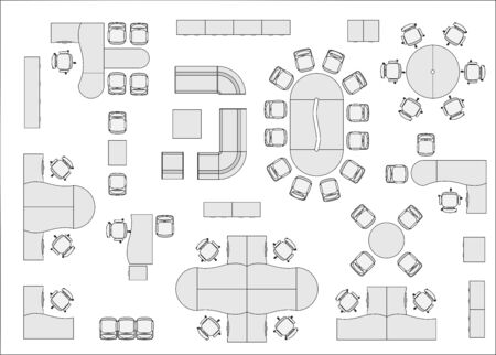 Office furniture top view