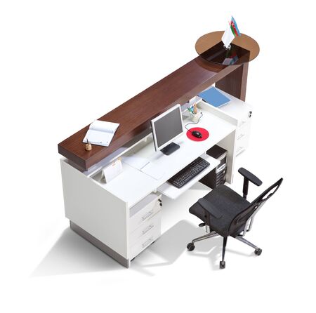 Reception desk on a white background top viewの写真素材