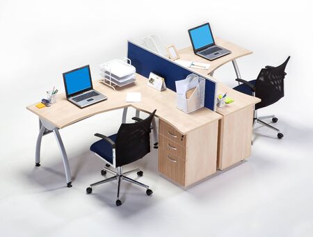 Office workplace on a white backgroundの写真素材