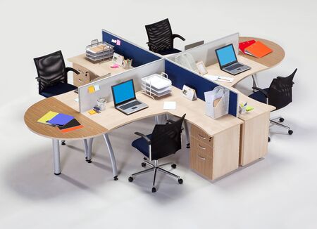 Office workplace on a white backgroundの写真素材