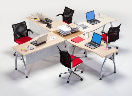 Office workplace on a white backgroundの写真素材