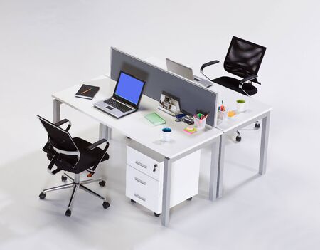 Office workplace on a white backgroundの写真素材
