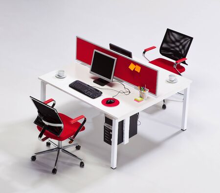 Office workplace on a white backgroundの写真素材