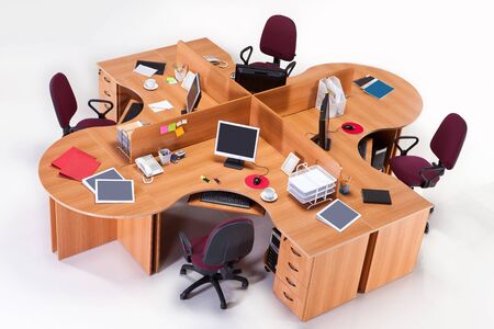 Office workplace on a white backgroundの写真素材