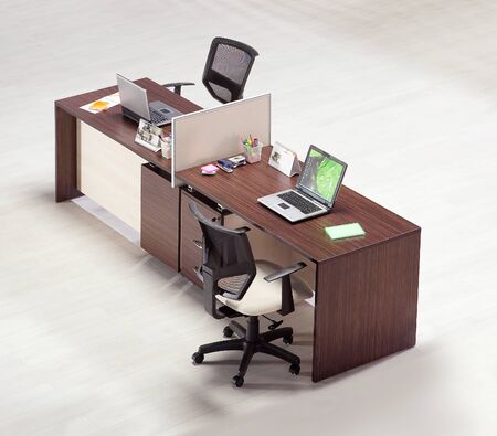 Office workplace on a white backgroundの写真素材