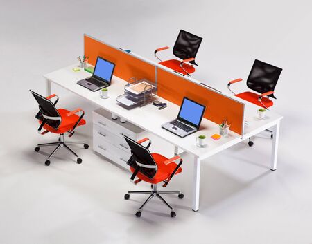 Office workplace on a white backgroundの写真素材