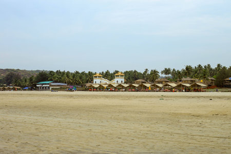 tourist houses on the beachの写真素材