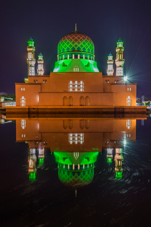 Night Landscape of Kota Kinabalu Mosque ,Kota Kinabalu city ,Sabah ,Borneo island ,Malaysiaの写真素材