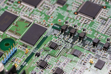 Close up of Integrated circuit on printed circuit board